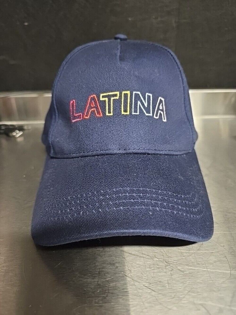 LATINA HAT - Embroidered COLORFUL LETTERS -Navy Blue